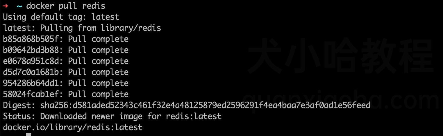 Docker 下载 Redis 镜像成功截图