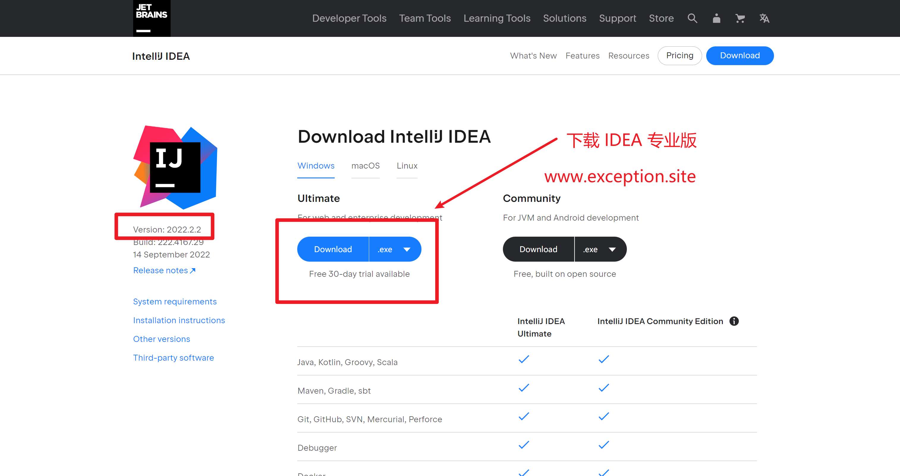 IDEA 2022.2.2版本官网下载