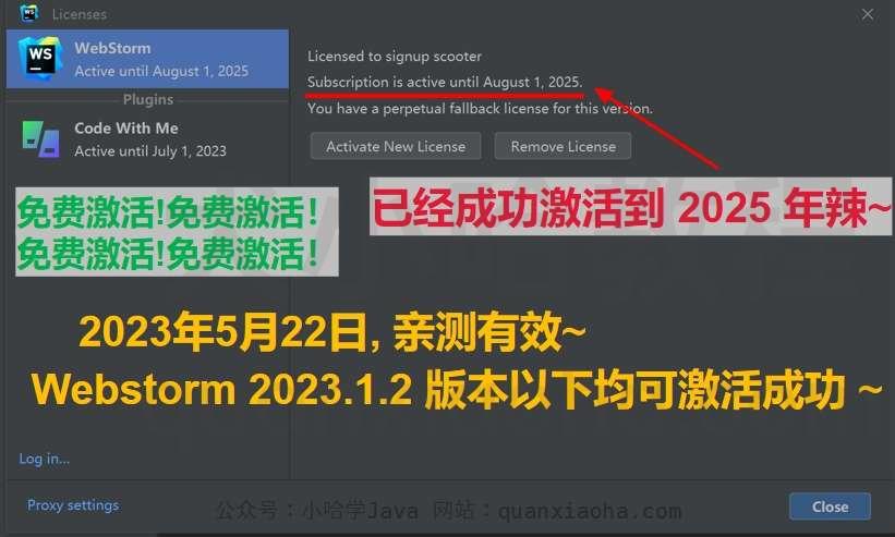 Webstorm 2023.1.2 成功激活至 2099 年截图