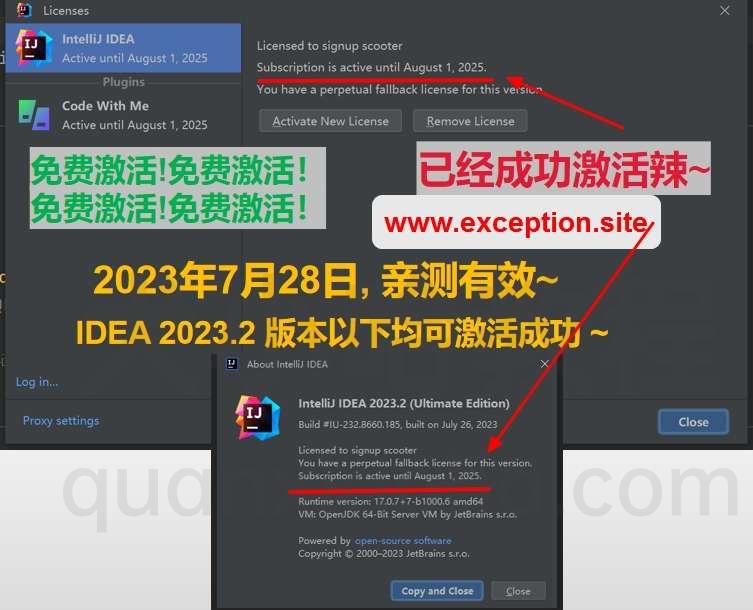 IDEA 2023.2 成功破解激活截图
