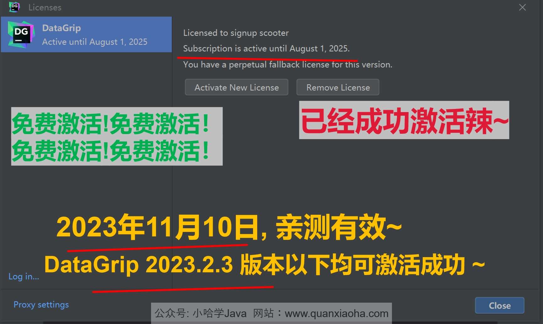 Datagrip 2023.2.3 成功激活至 2025 年截图 1