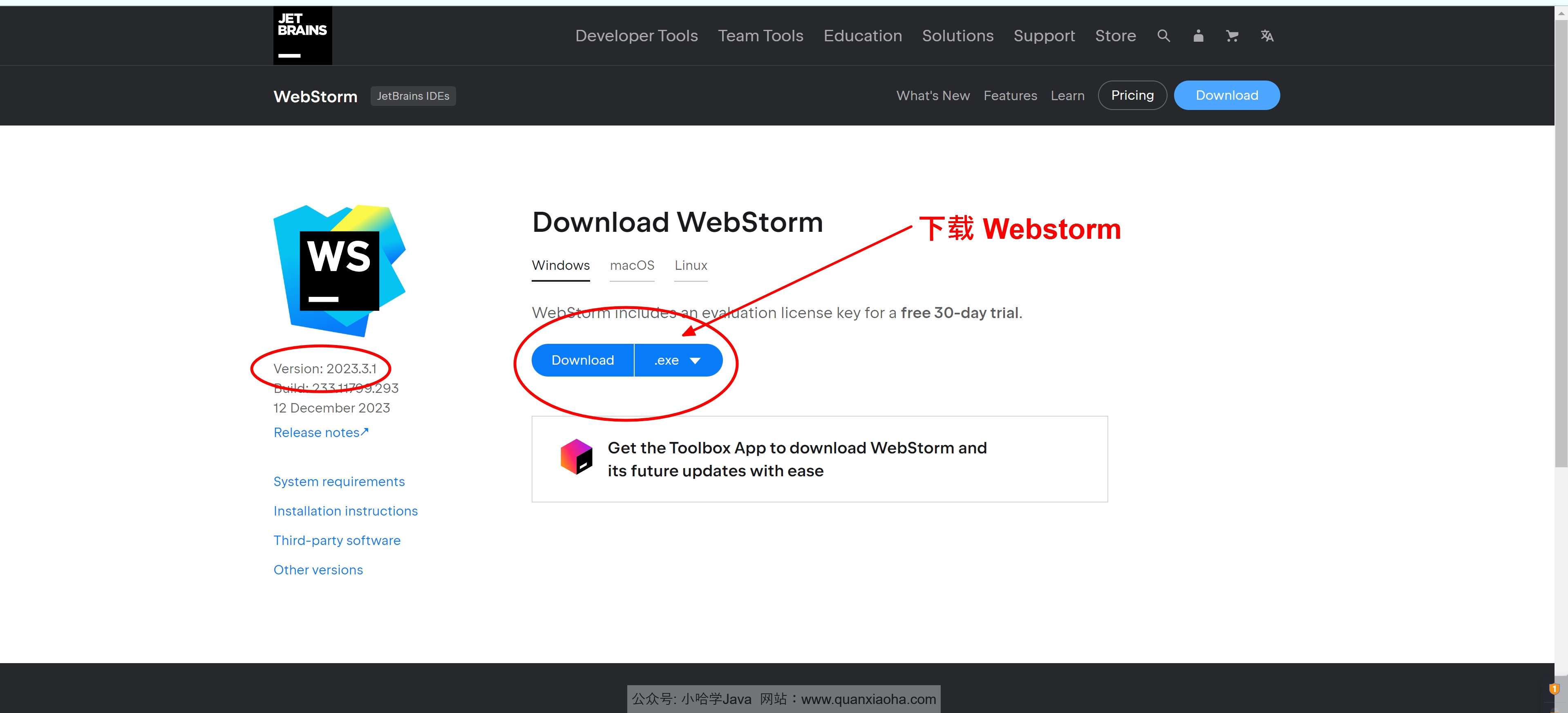 Webstorm 2023.3.1 版本官网下载