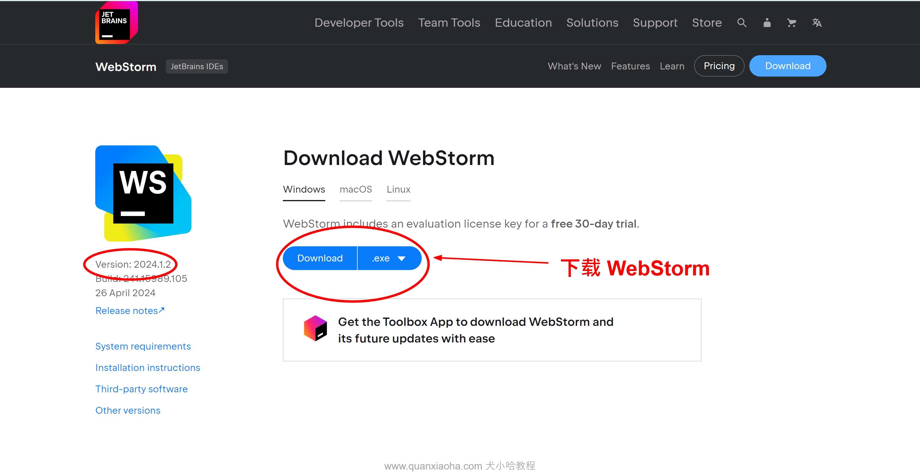 Webstorm 2024.1.2 版本官网下载