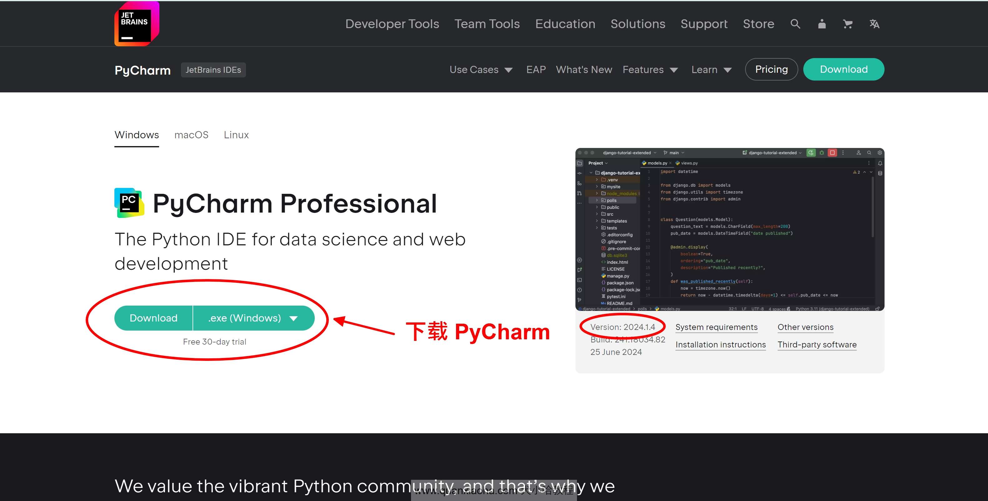 下载 Pycharm 2024.1.4 安装包