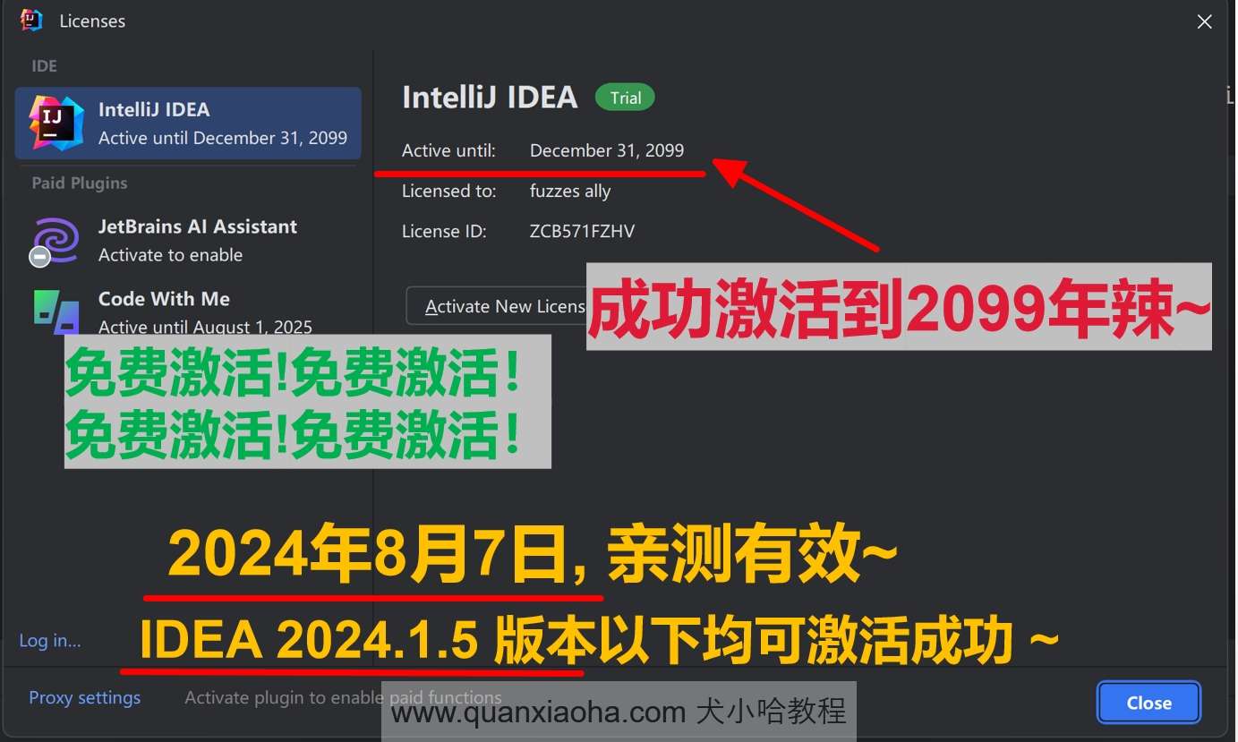 IDEA 2024.1.5 最新破解版安装教程（附激活码，至2099年~）