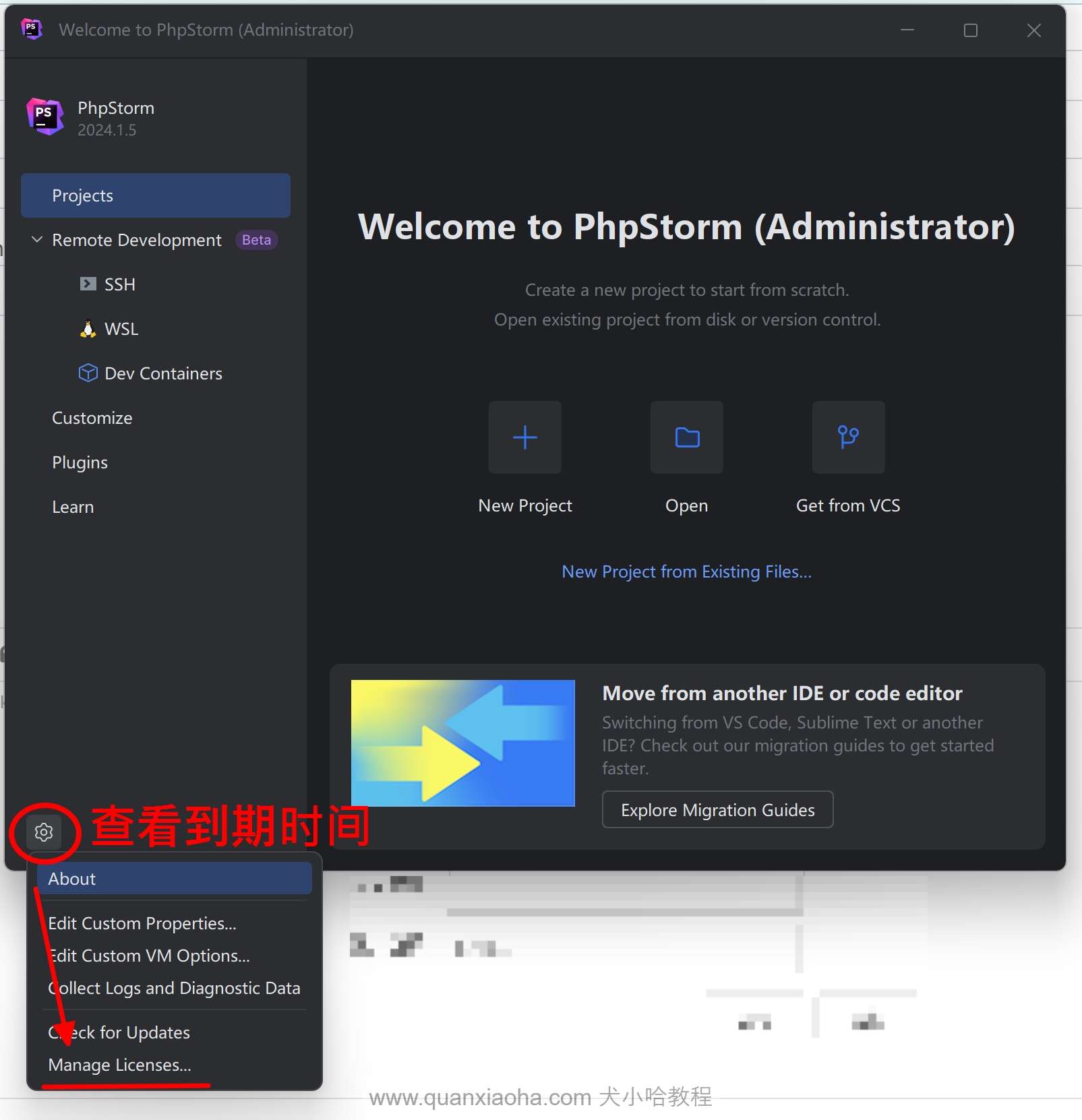 检查 PhpStorm  2024.3 的到期时间