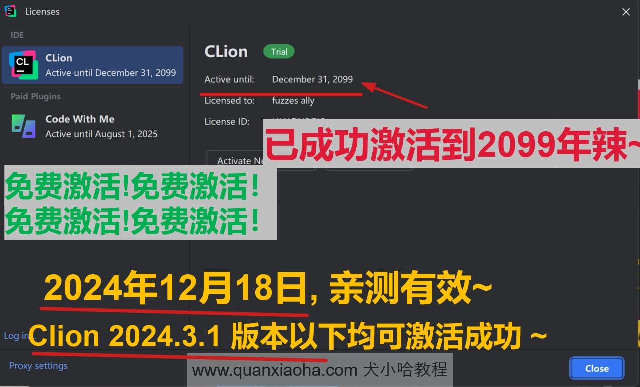 Clion 2024.3.1 最新破解版安装教程（附激活码，至2099年~）