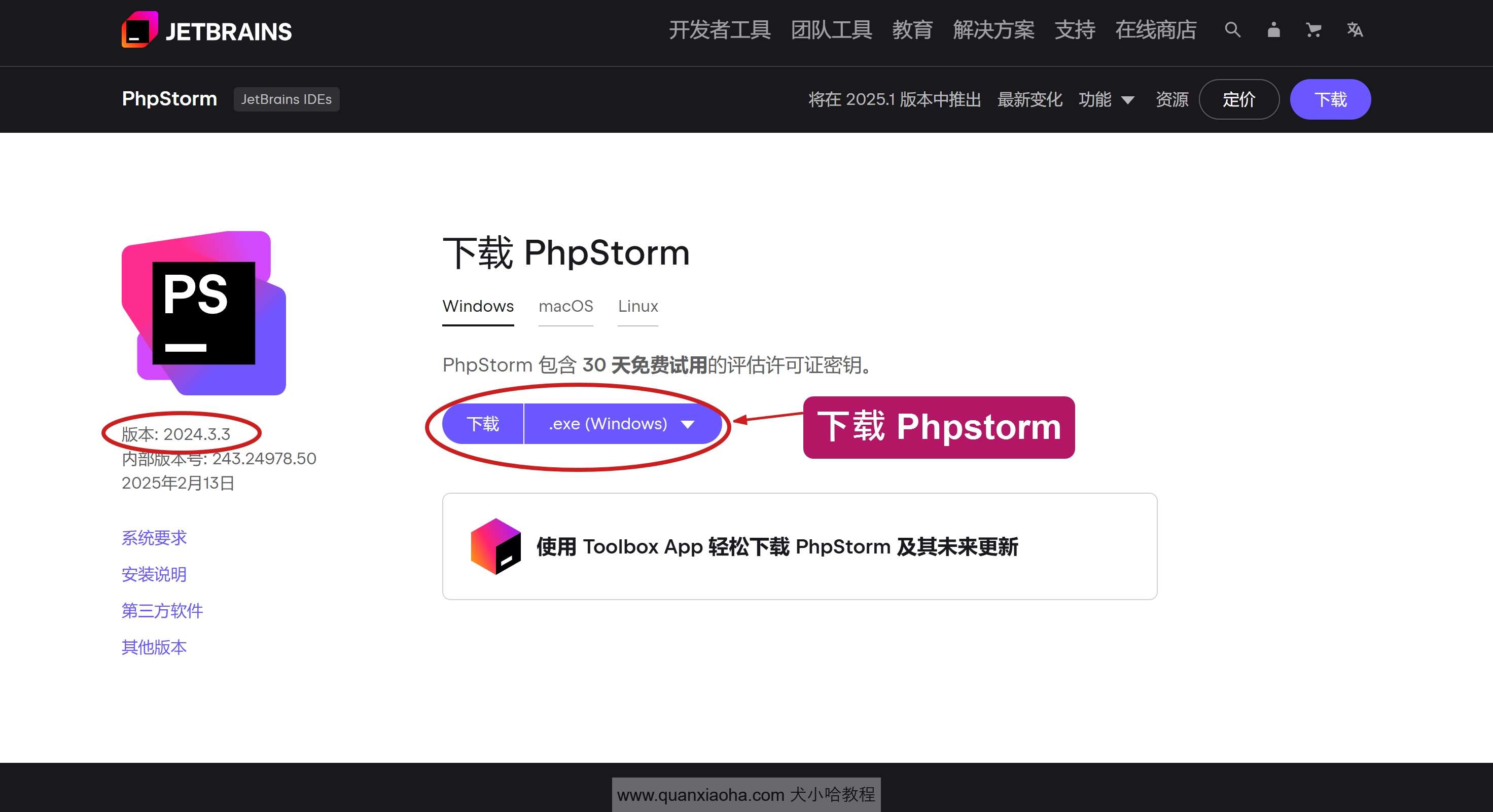 下载 PhpStorm  2024.3.3 版本安装包