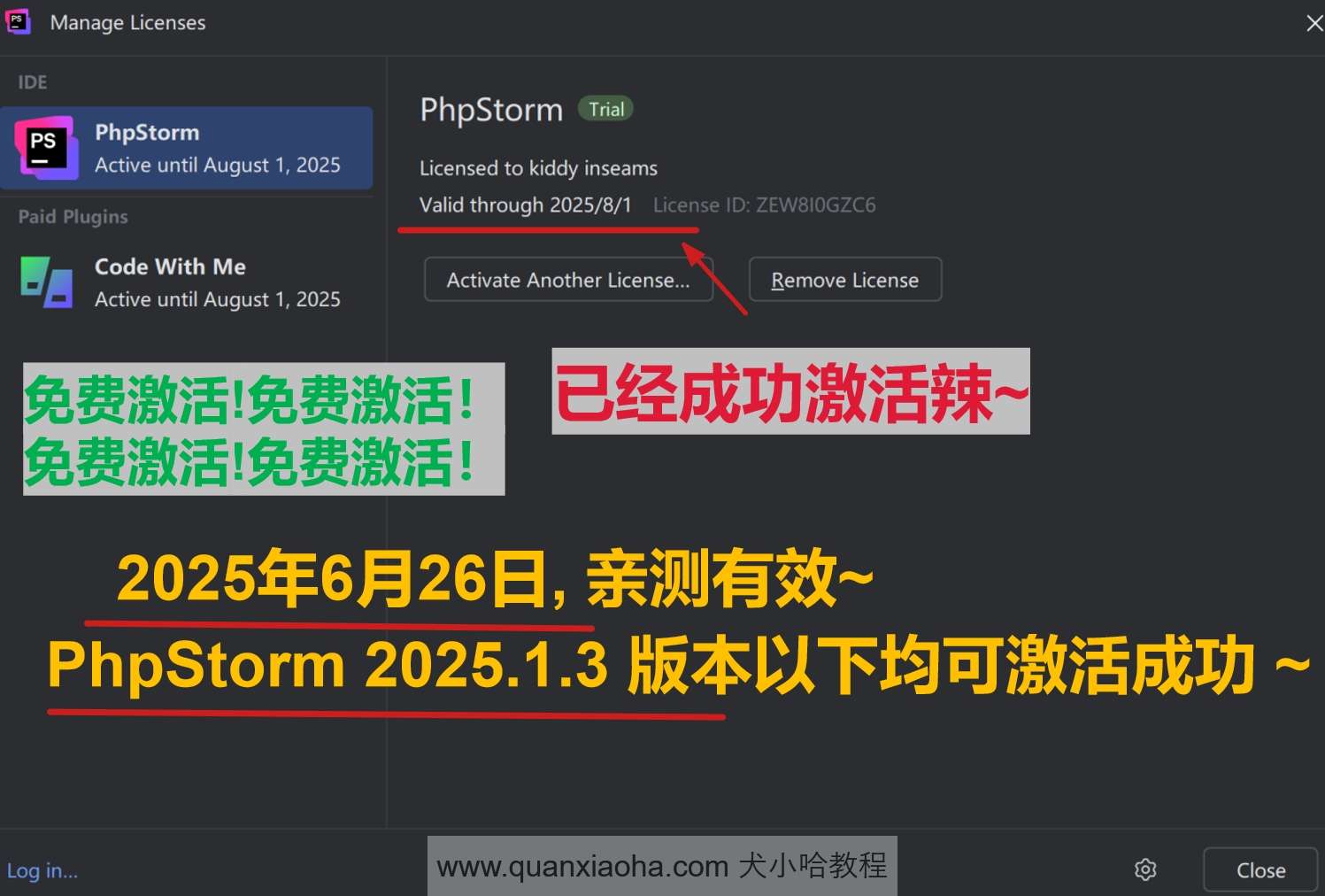 PhpStorm 2025.1.3 版本成功截图