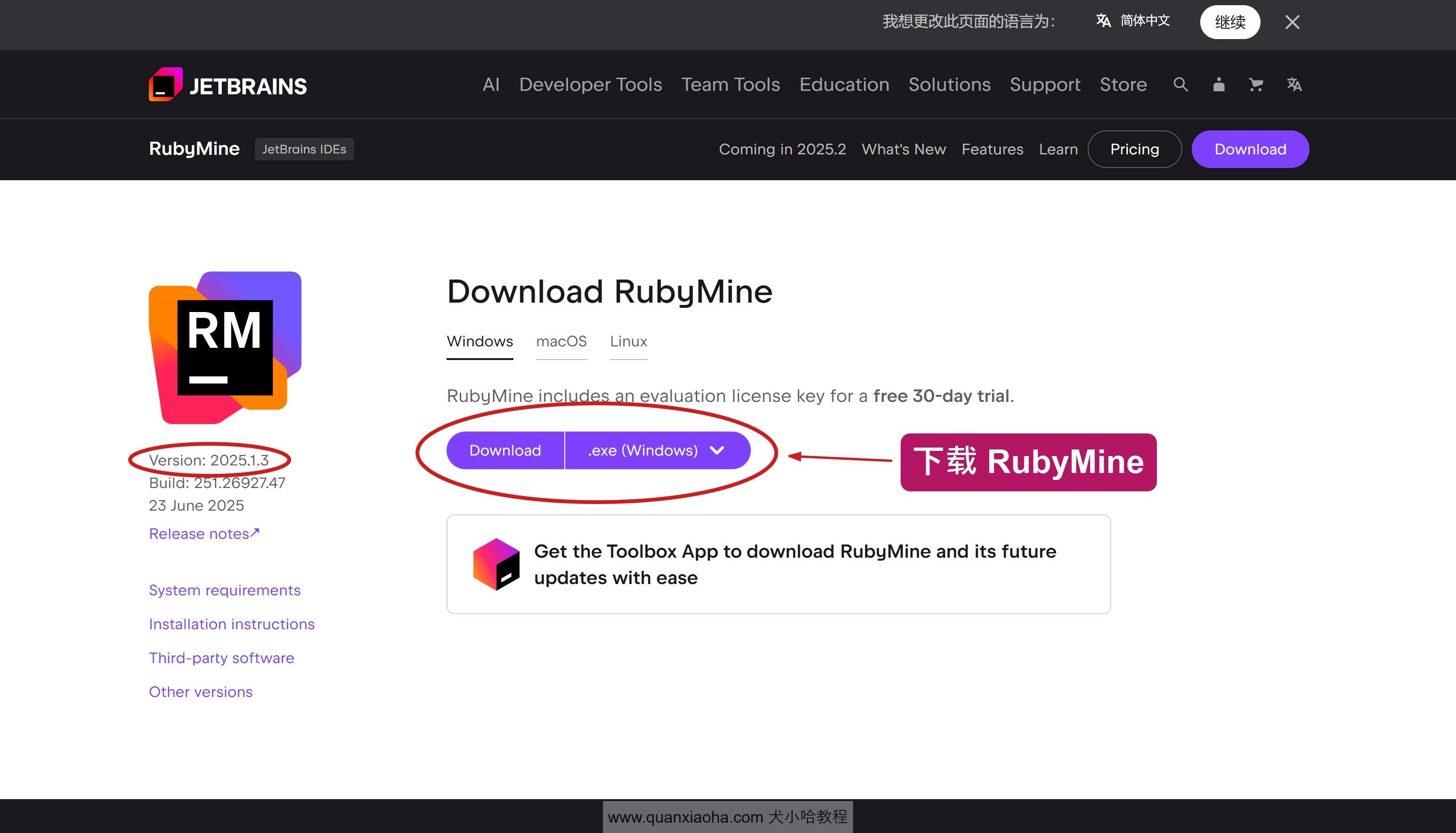 下载 RubyMine 2025.1.3 版本安装包