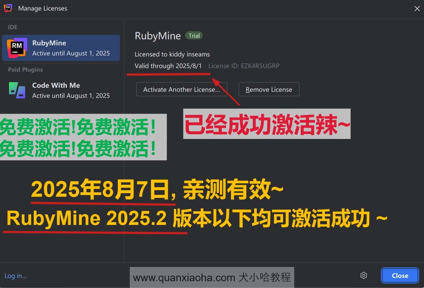 RubyMine 2025.2 版本成功截图