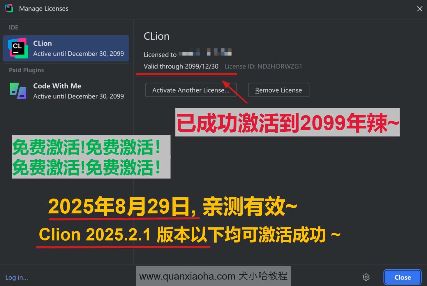 Clion 2025.2,1 版本成功截图