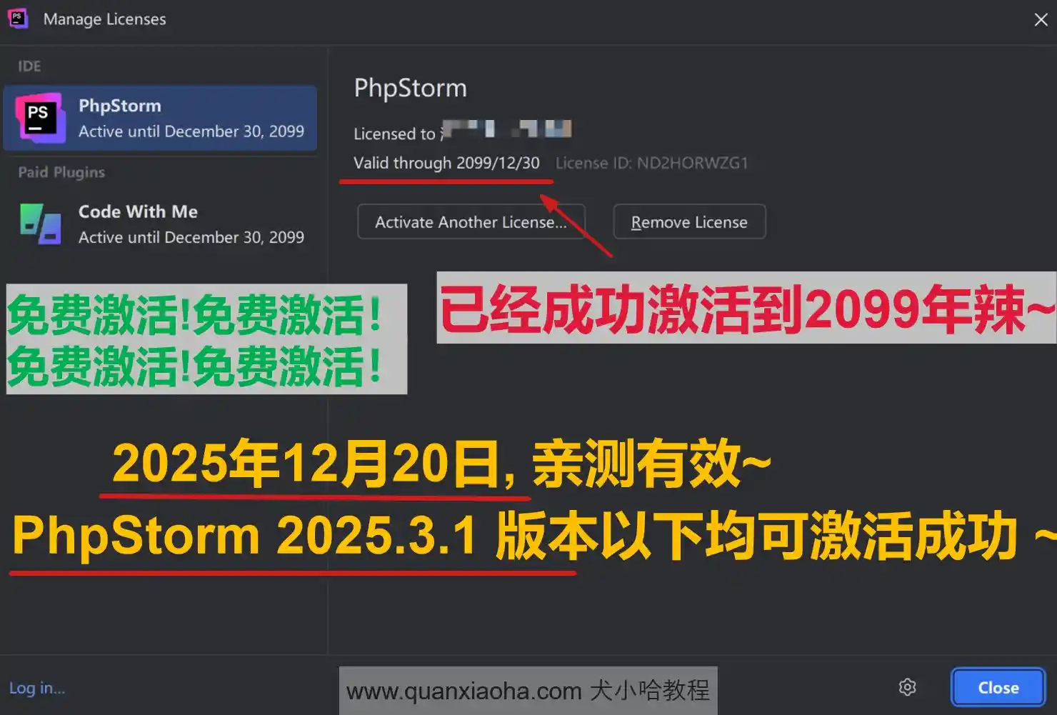 PhpStorm 2025.3.1 版本成功截图