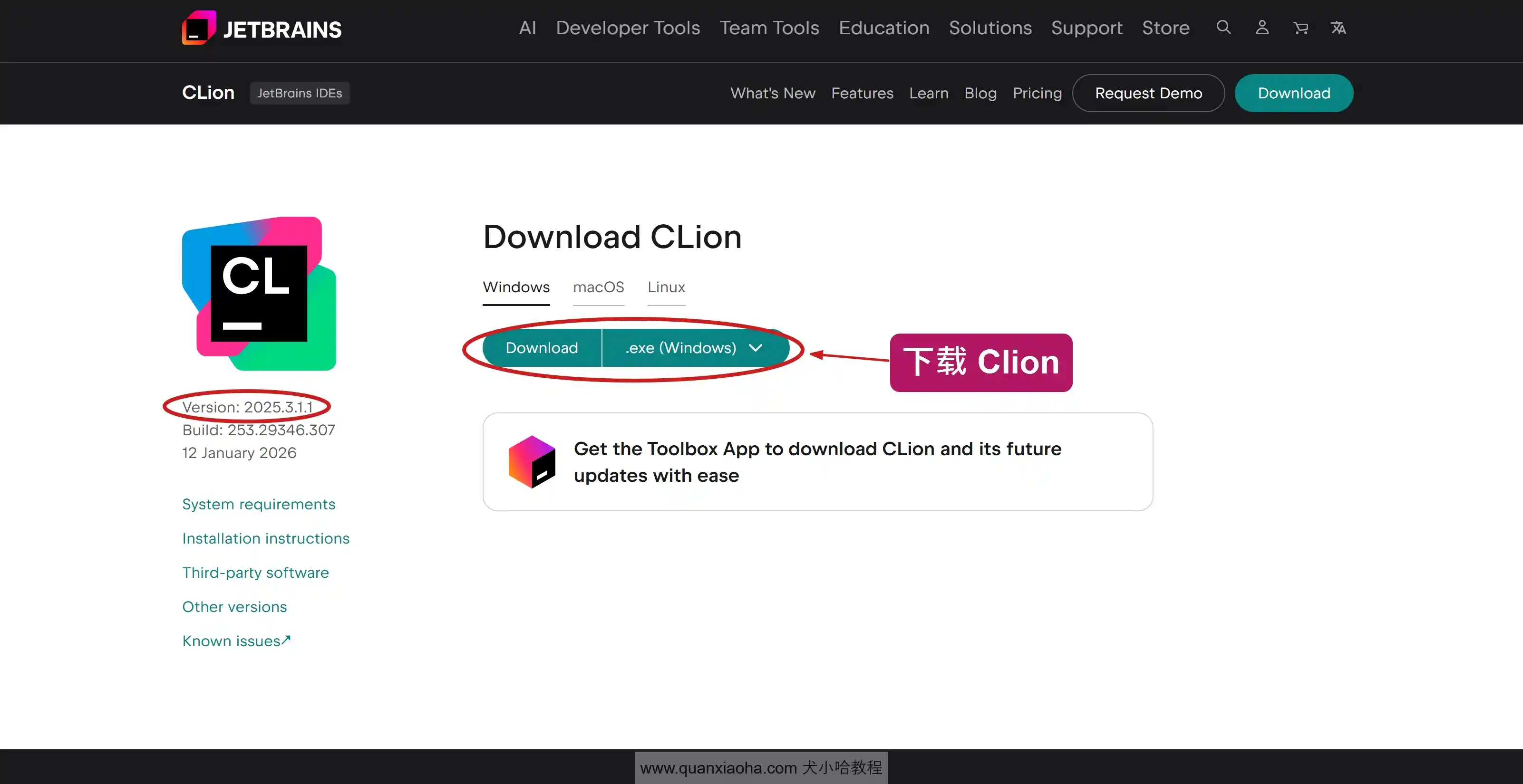 下载 Clion 2025.3.1.1 版本安装包