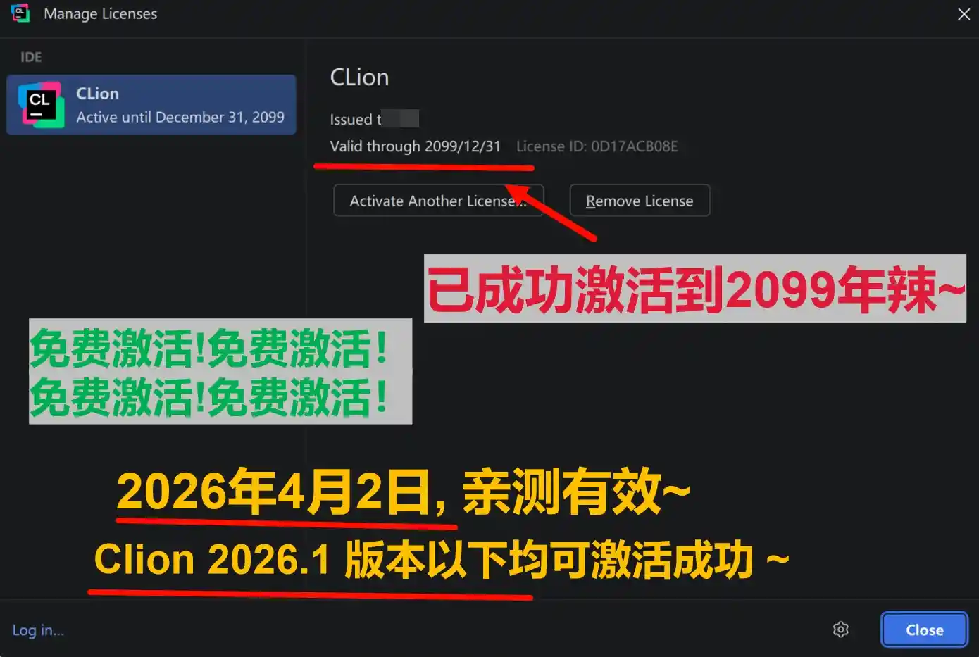 Clion 2026.1 版本成功截图