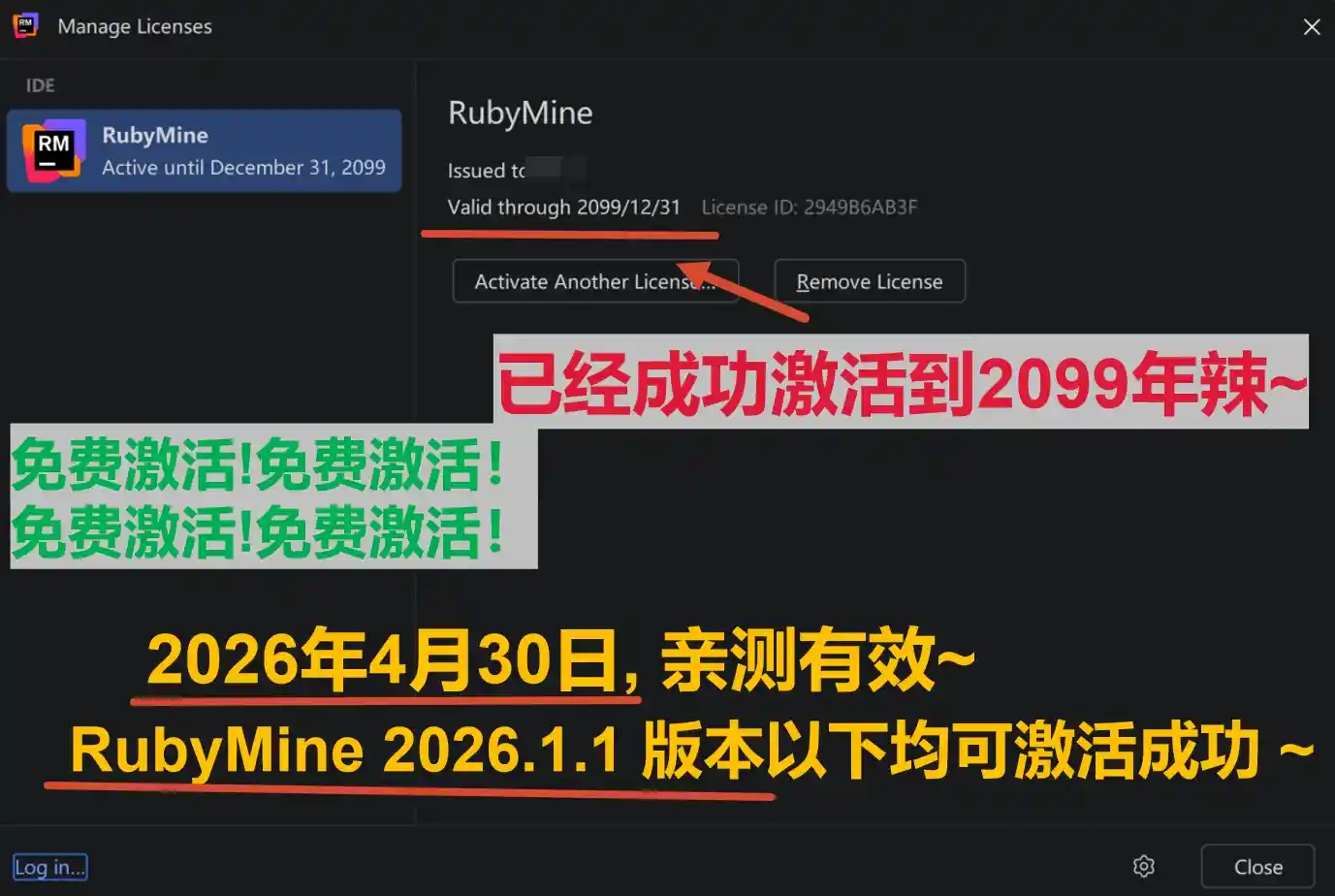 RubyMine 2026.1.1 版本成功截图