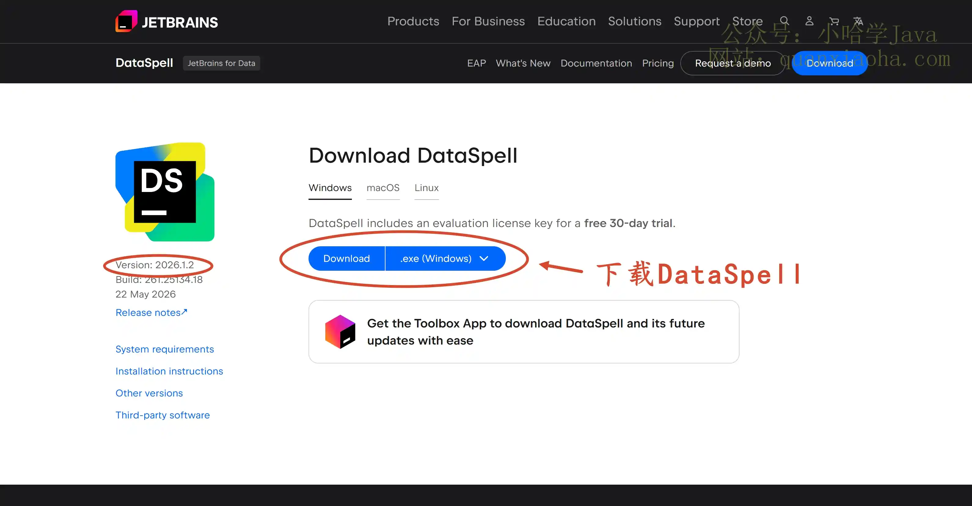 下载 DataSpell 2026.1.2 版本安装包