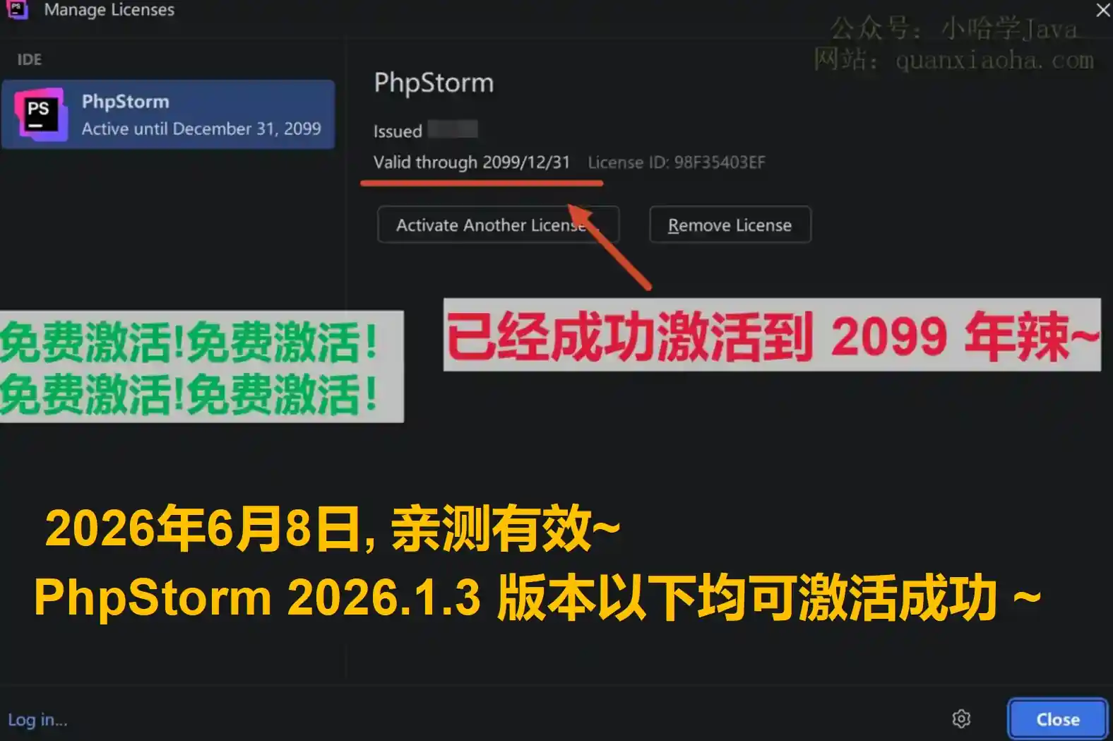 PhpStorm 2026.1.3 版本成功截图