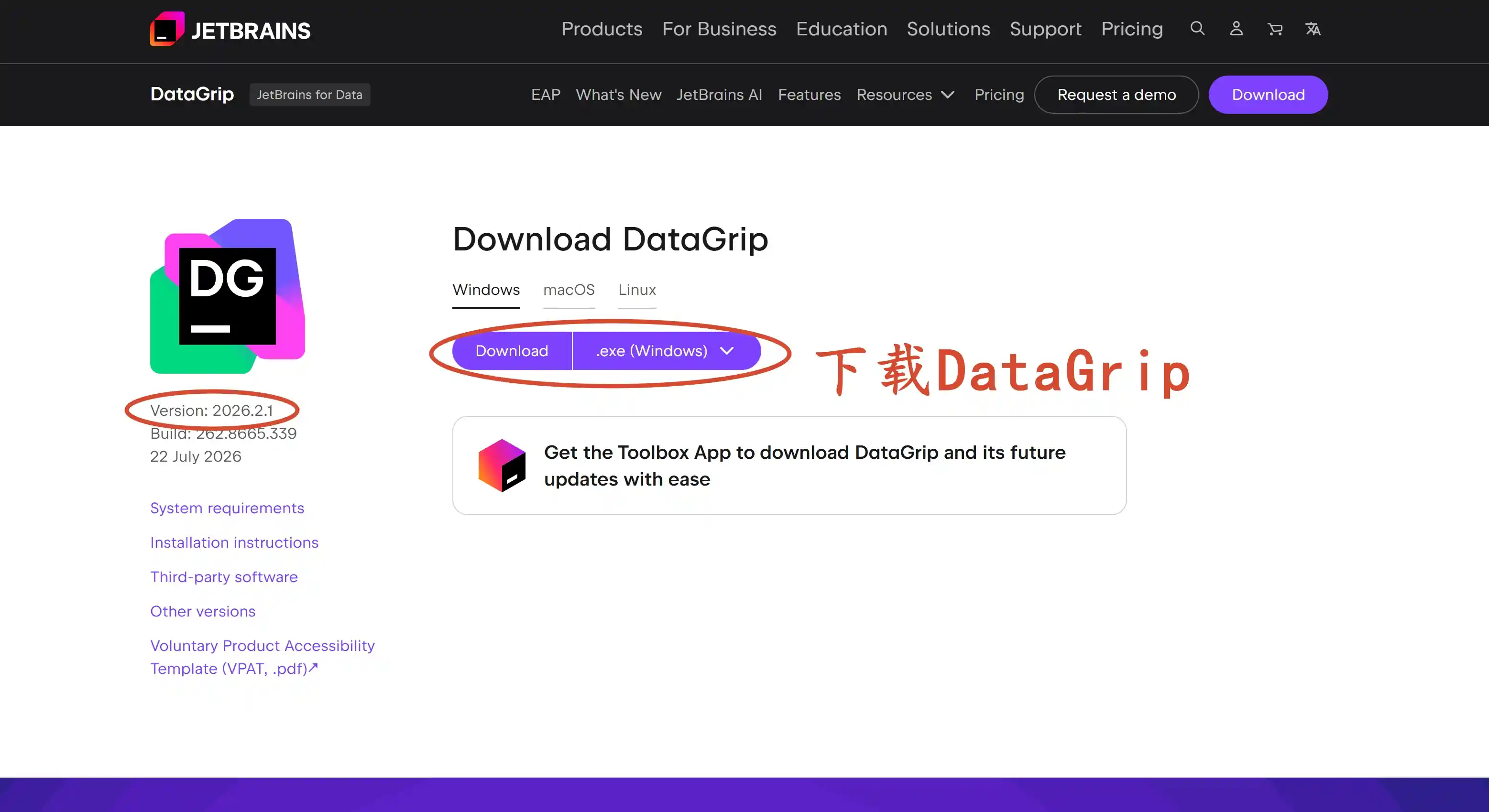 下载 DataGrip 2026.2.1 版本安装包
