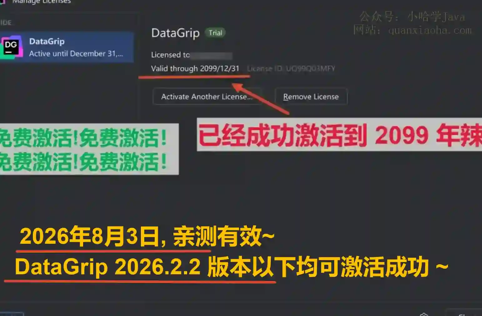 DataGrip 2026.2.2 最新激活码,破解版安装教程（亲测至2099年~）
