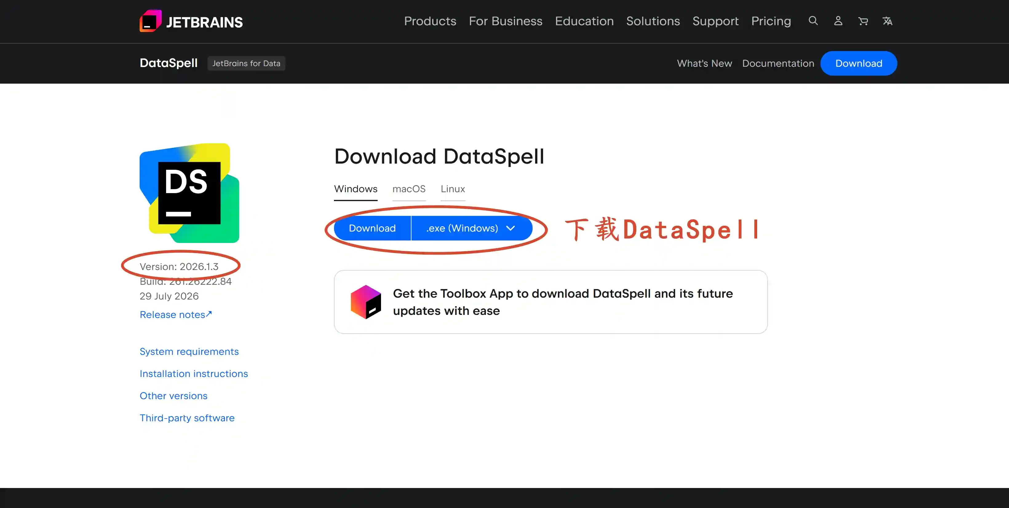 下载 DataSpell 2026.1.3 版本安装包