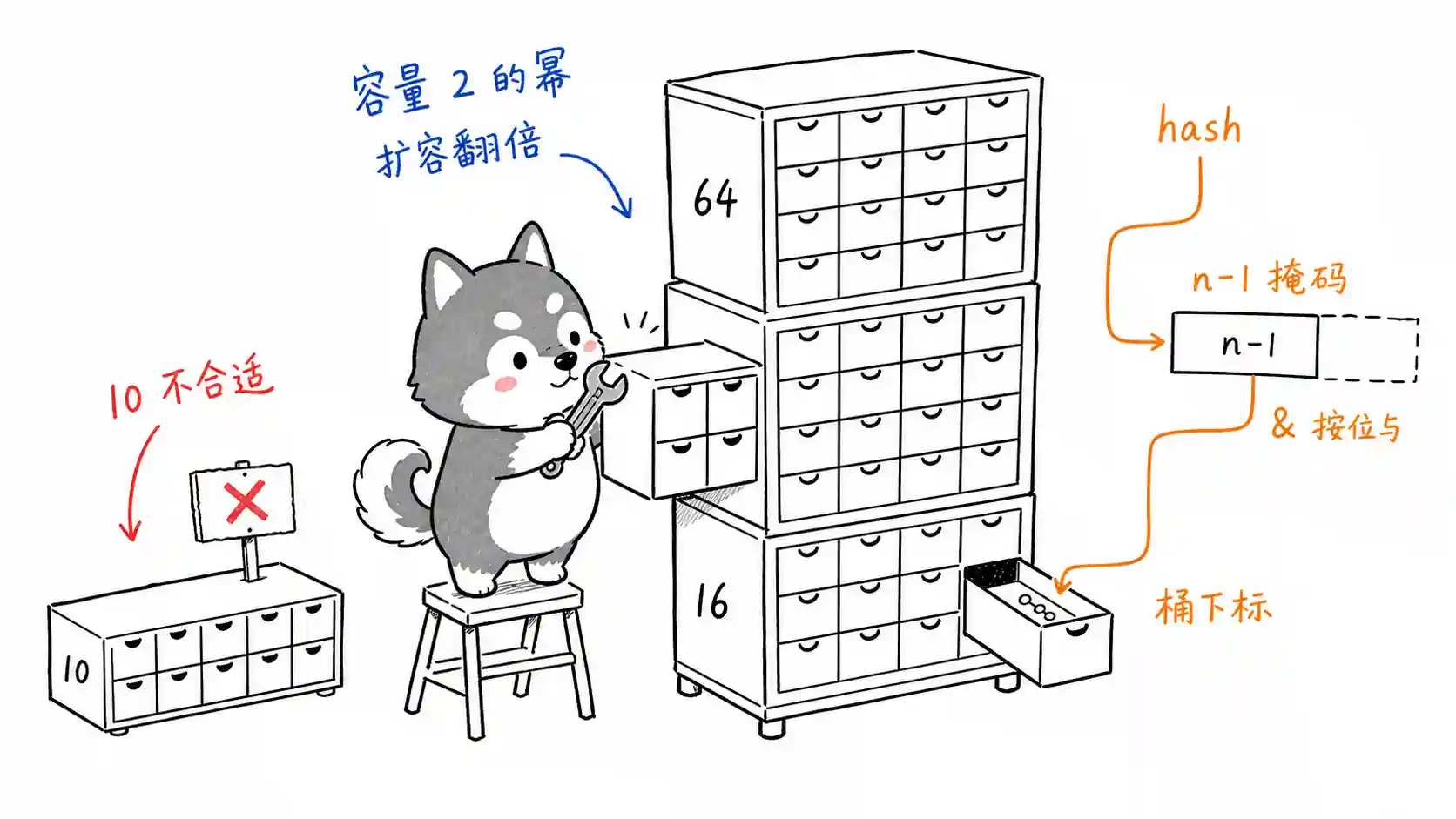 HashMap 2 的幂容量