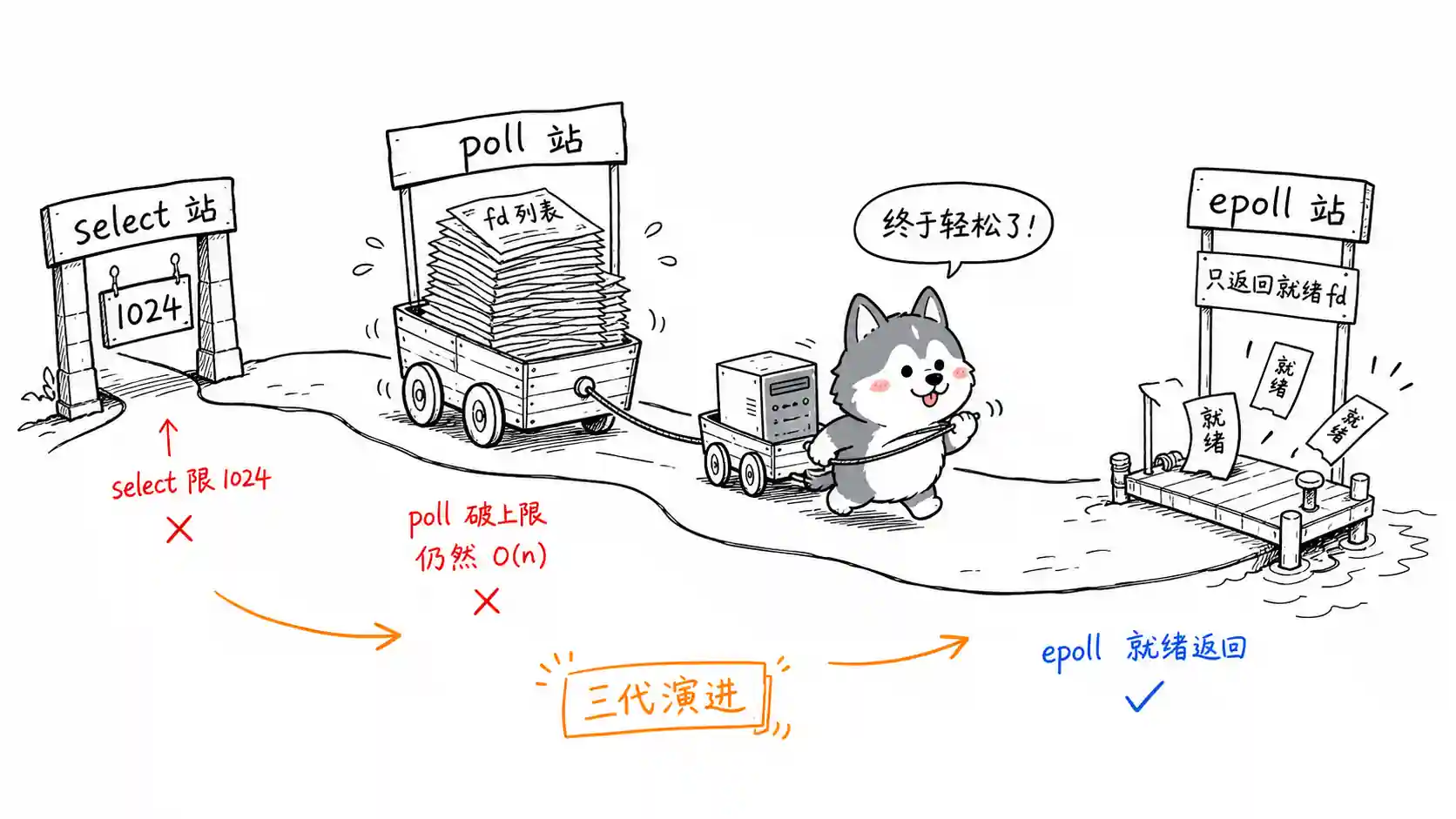 如何理解 select、poll、epoll？